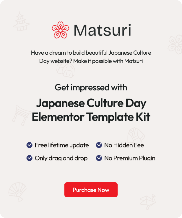 Matsuri - Japanese Culture Day Elementor Template Kit - 1