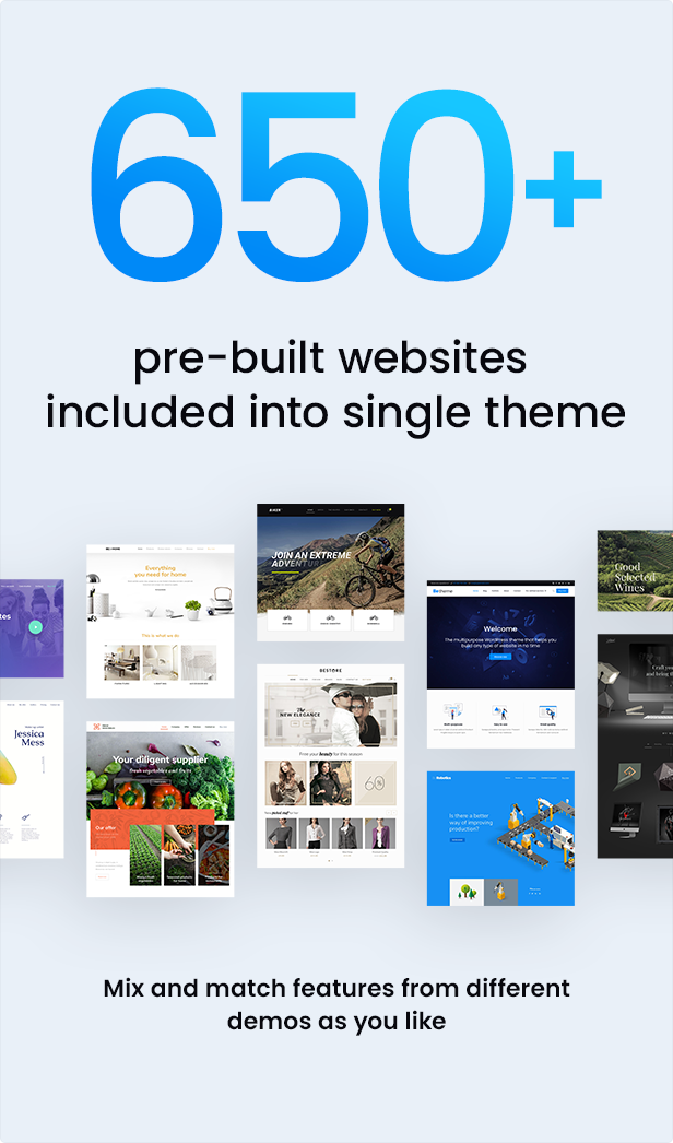 Betheme -650 pre built websites