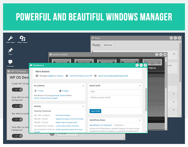 WP OS Desktop Backend - More than a Wordpress Admin Theme - 1