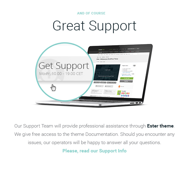 Ester - A Stylish Multipurpose WordPress Theme  Support
