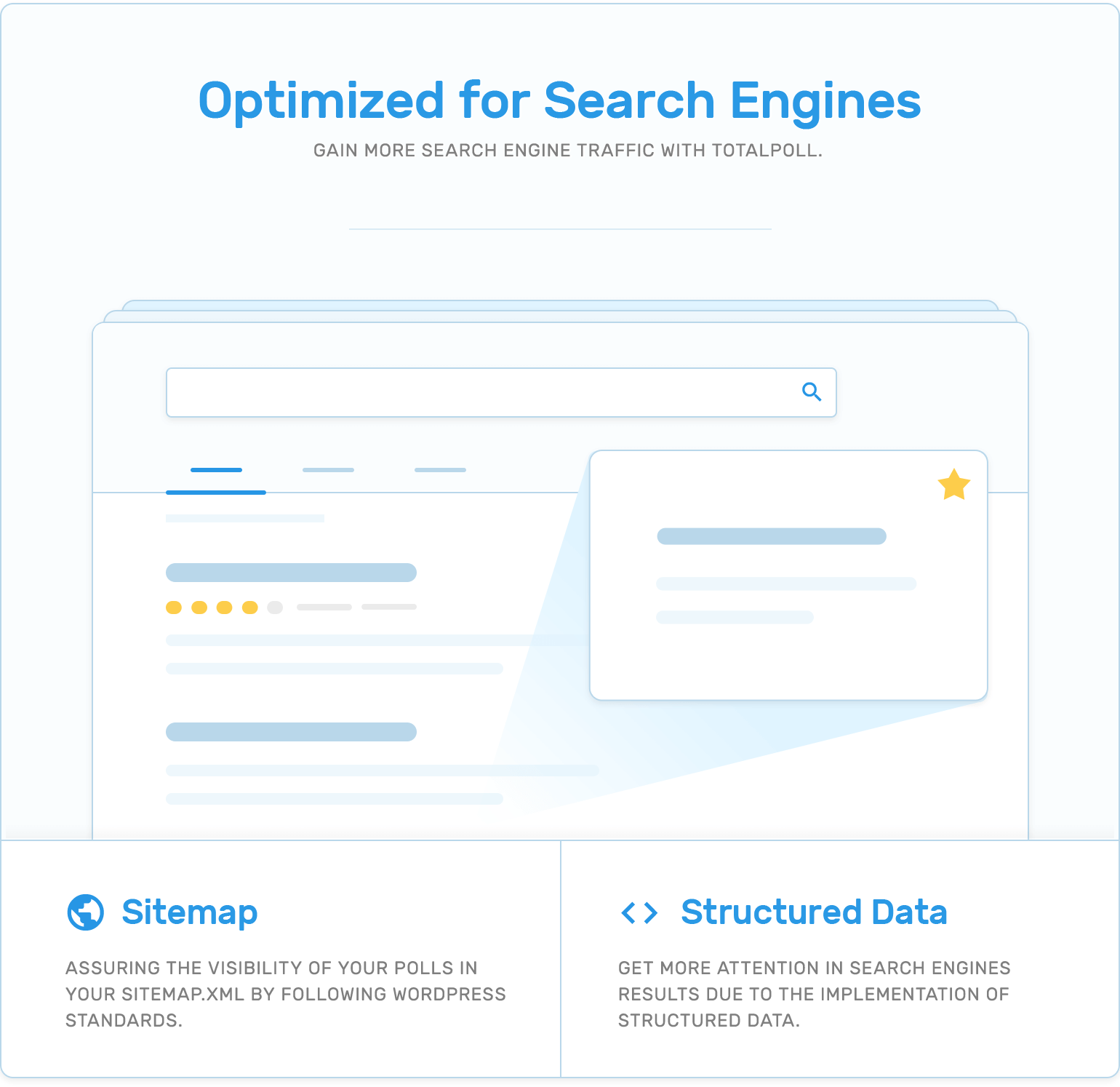 Optimización de motores de búsqueda (SEO), mapa del sitio y datos estructurados en el plugin de encuestas TotalPoll WordPress.