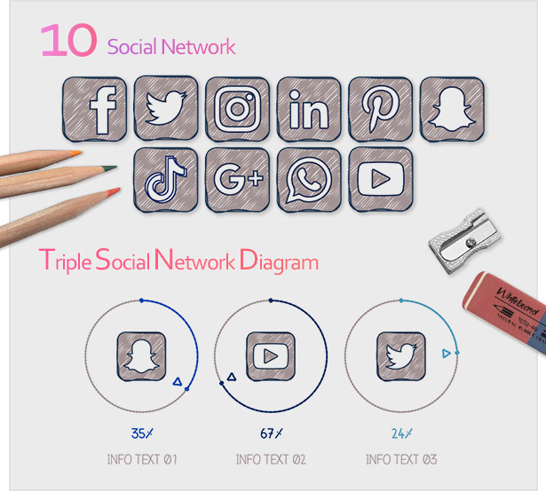 Whiteboard - Infographics Aftereffect - social icons