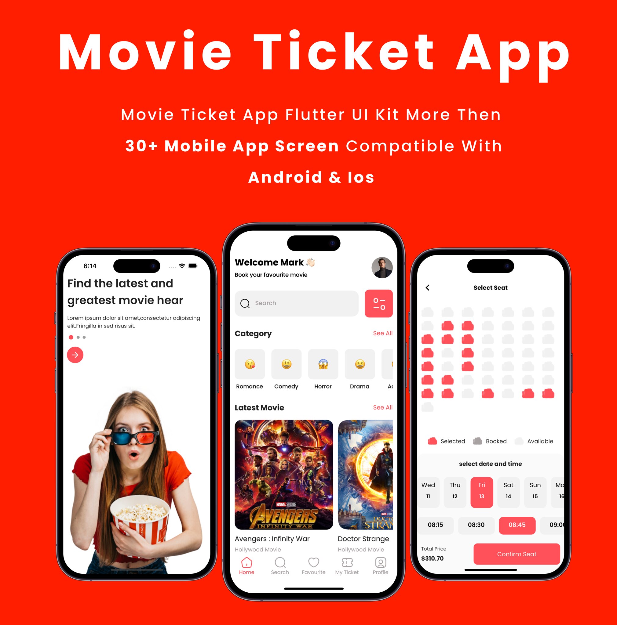 Movie Ticket App – Flutter Mobile App Template – Buy Apps, Themes, UI ...
