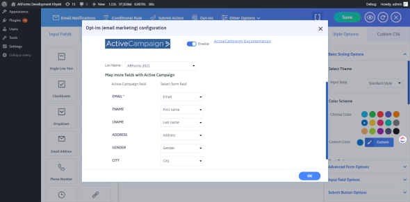 Intégration avancée d'Activecampaign avec ARForms - 3