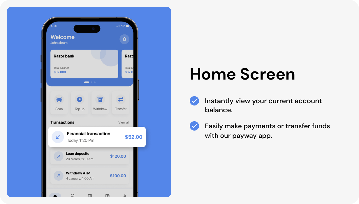 Payway UI template | Pay & Transfer Money template in Flutter | Digital Payment app template - 6