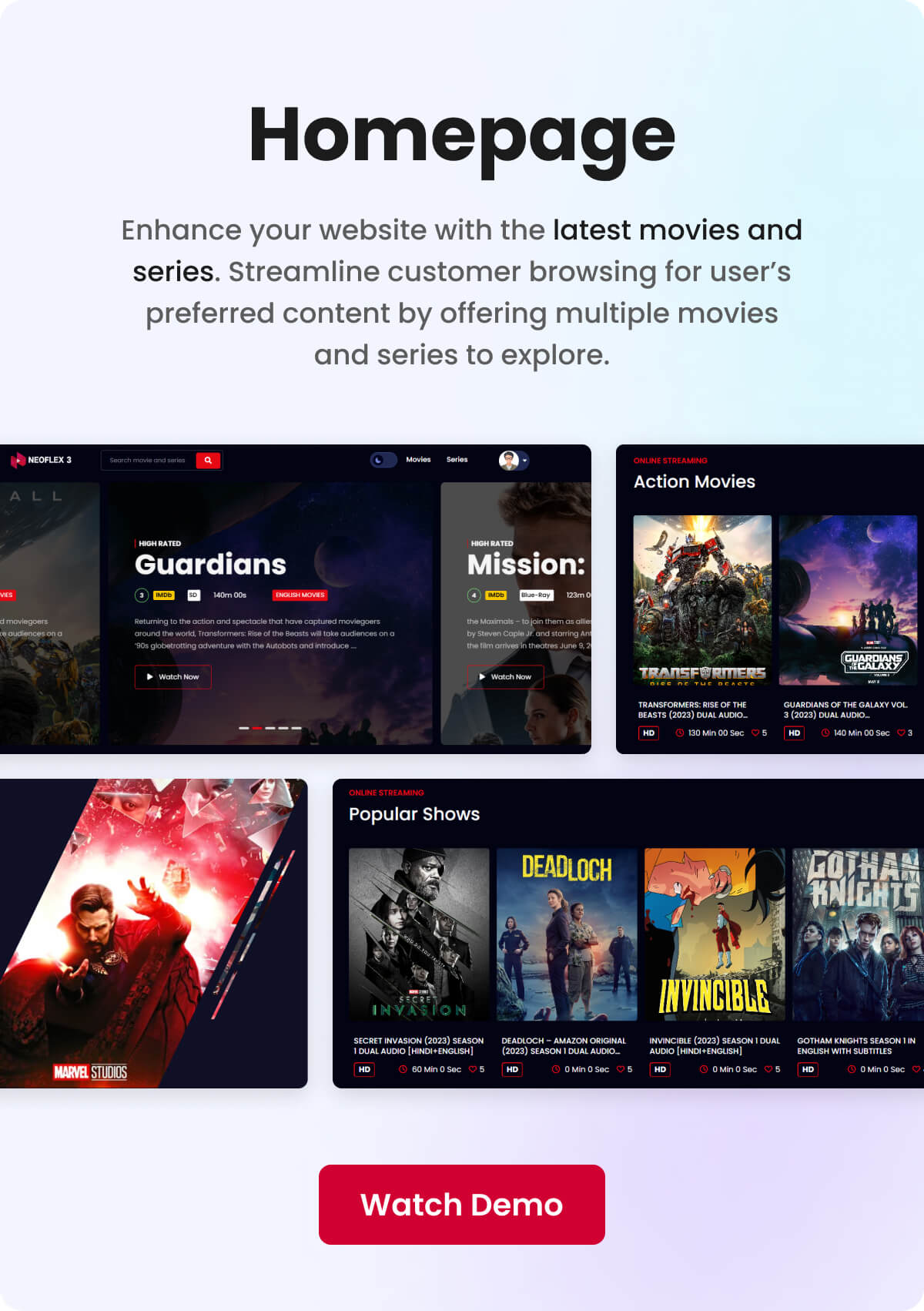 Neoflex 3 - Laravel Movie, Video, TV Series Streaming & Subscription Portal CMS - 8