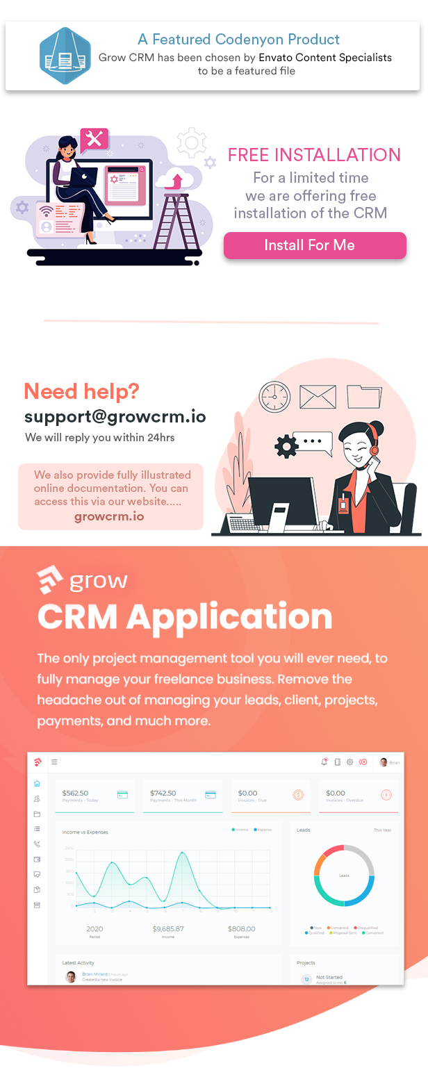Grow CRM - Laravel Project Management - 1