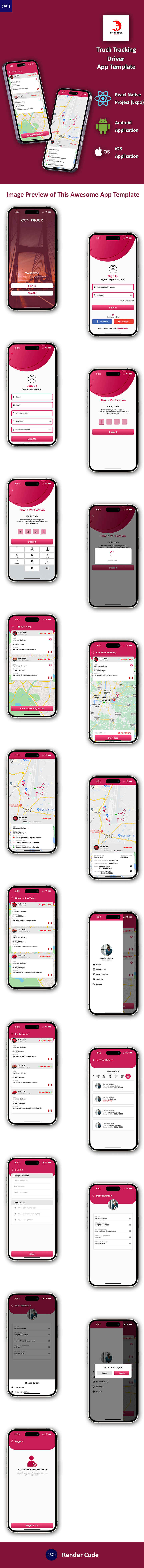 Truck Tracking User App + Driver App Template | 2 Apps | Truck App | React Native | CityTruck - 12