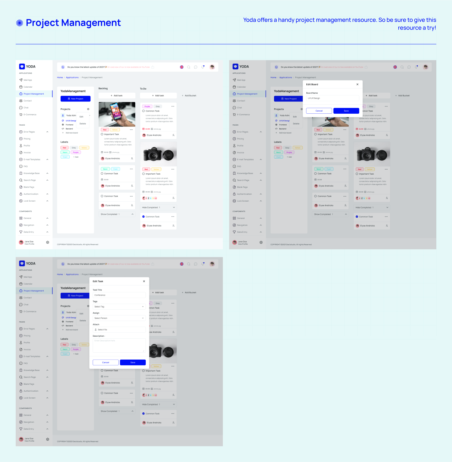 Yoda | Admin Dashboard & UI Kit + Charts Kit Figma Template - 11