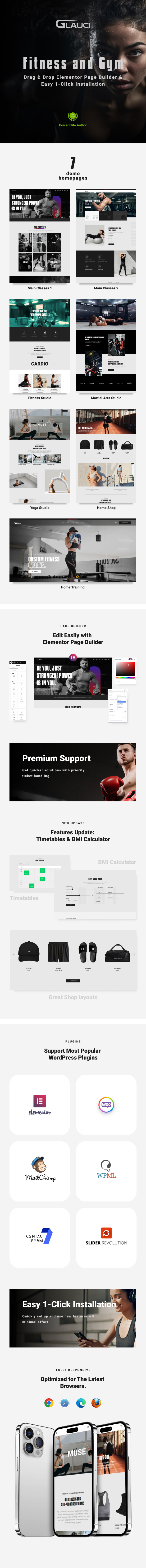 Fitness and Gym WordPress Theme Glauci Preview