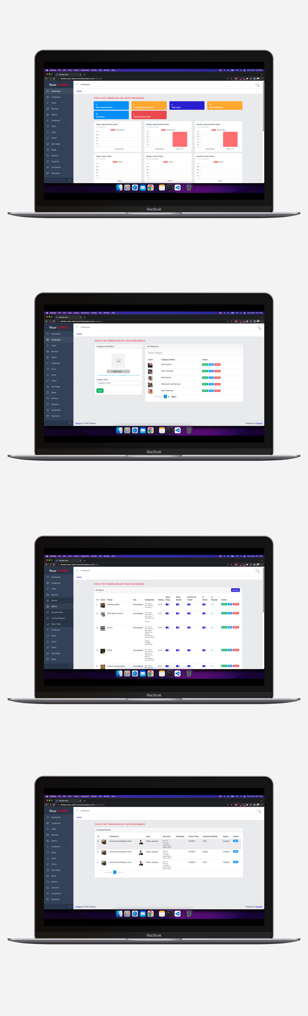 Multi Salon, Individual Appointments Booking System Full App Solution Flutter / Laravel / Angular - 13