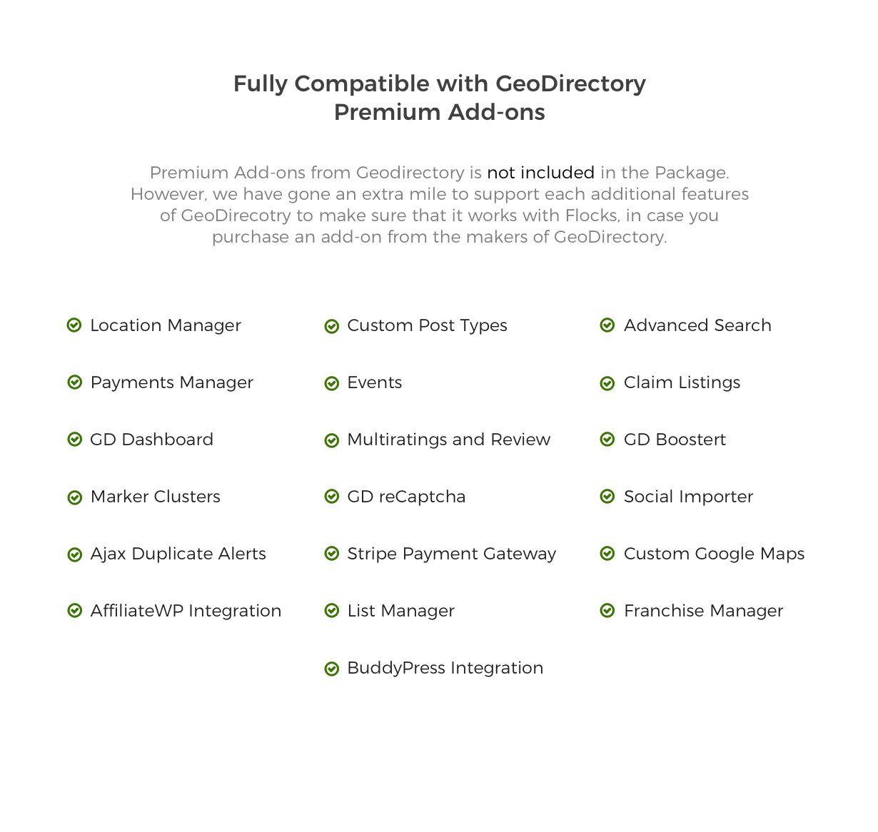 Flocks GeoDirectory Supported Add-ons