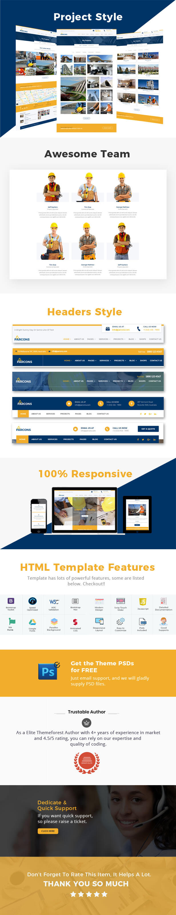 Parcons - Construction HTML Template - 2