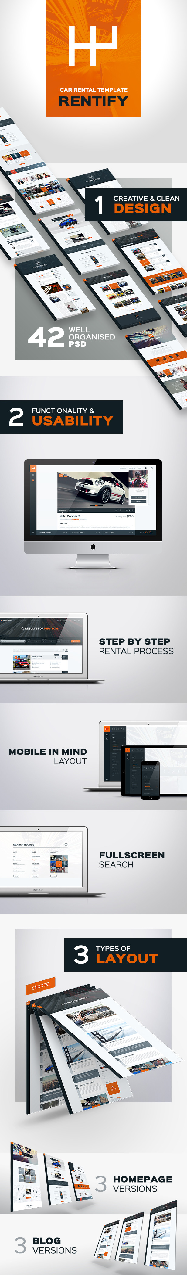 Rentify - Car Rental & Booking PSD Template - 1