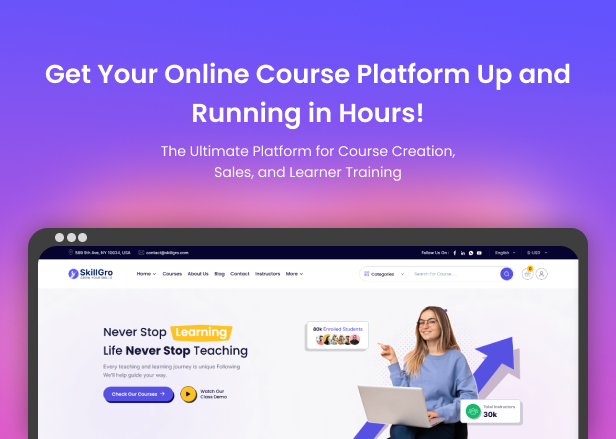 SkillGro - Course & Learning Management System Laravel Script (LMS)