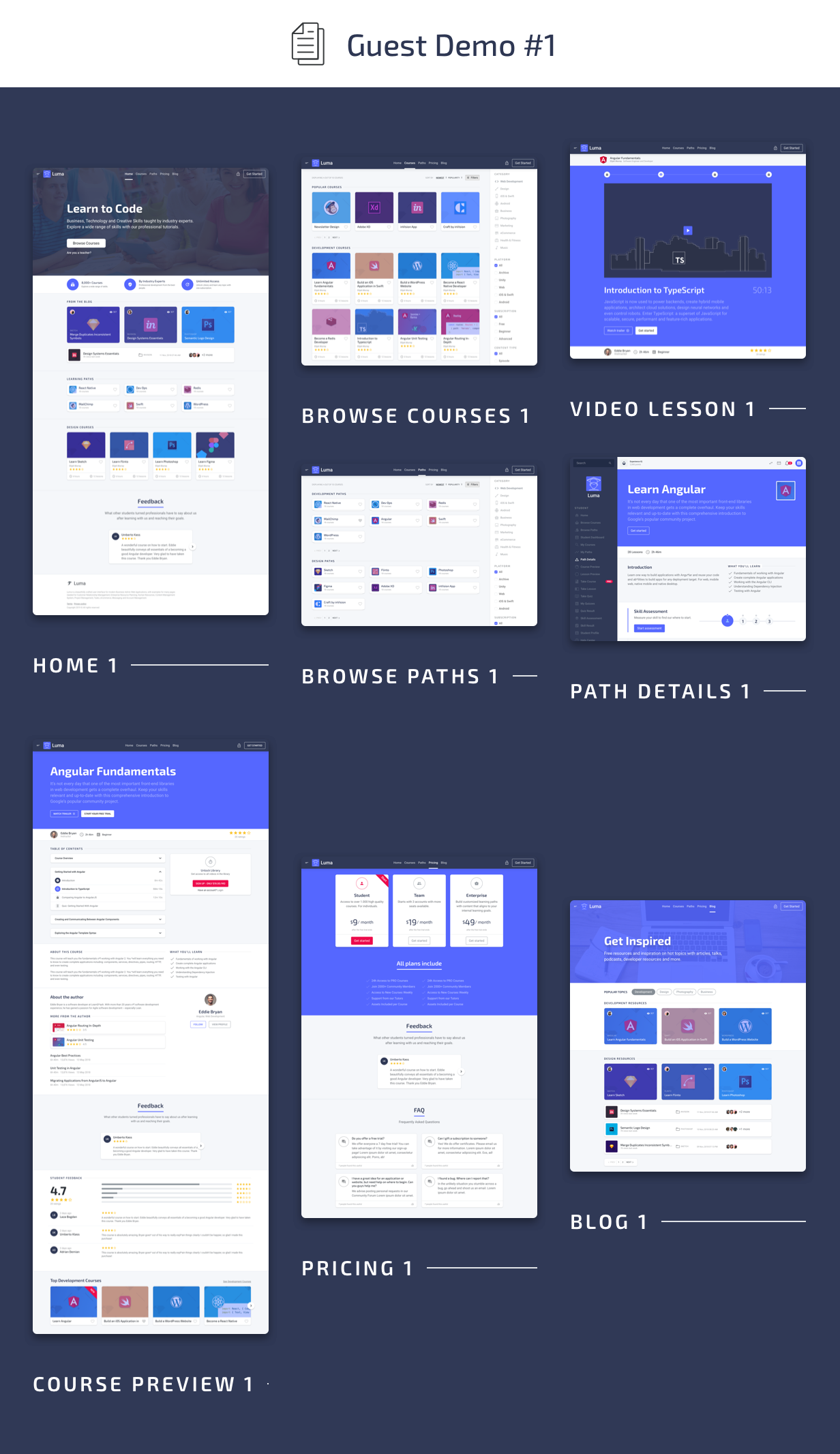 Guest Pages - Luma HTML Education & Learning Management System Admin Template