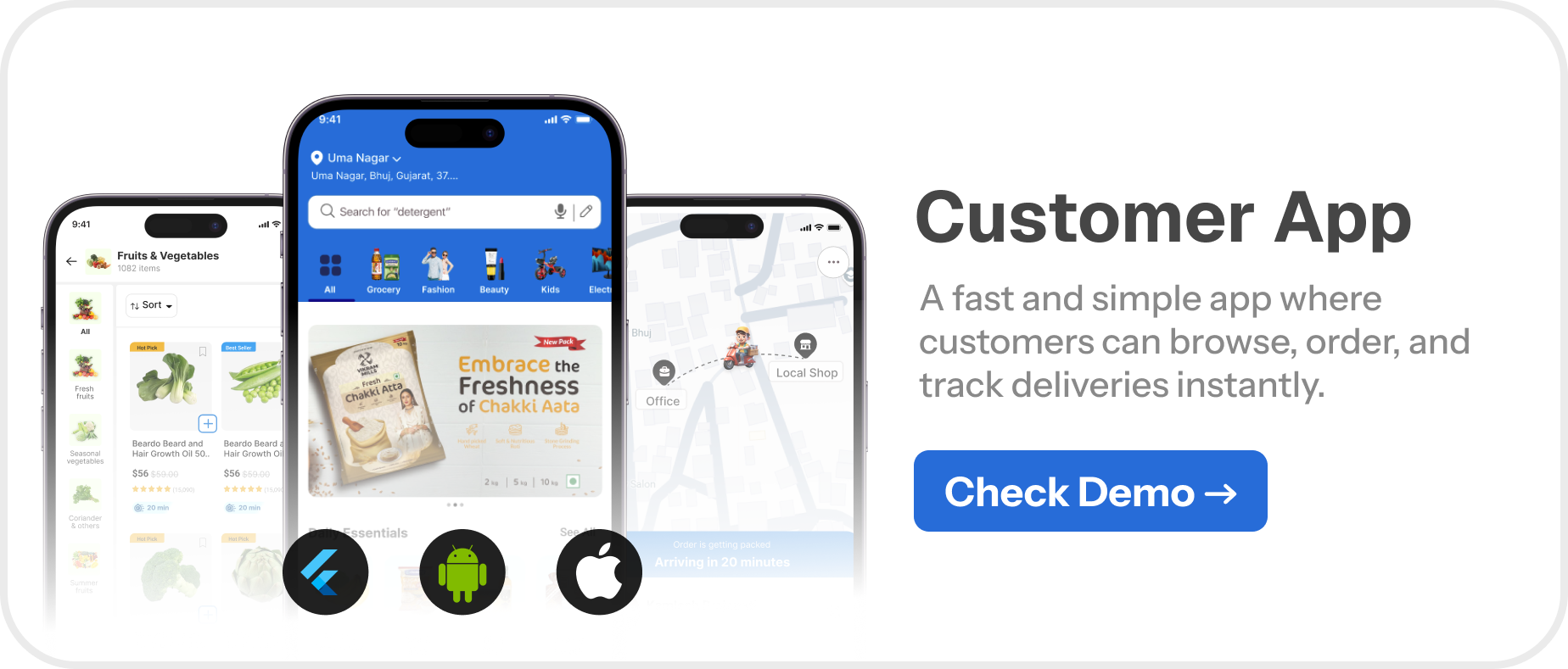 Customer App - Hyperlocal - Multivendor Complete Flutter App, Admin panel and Website