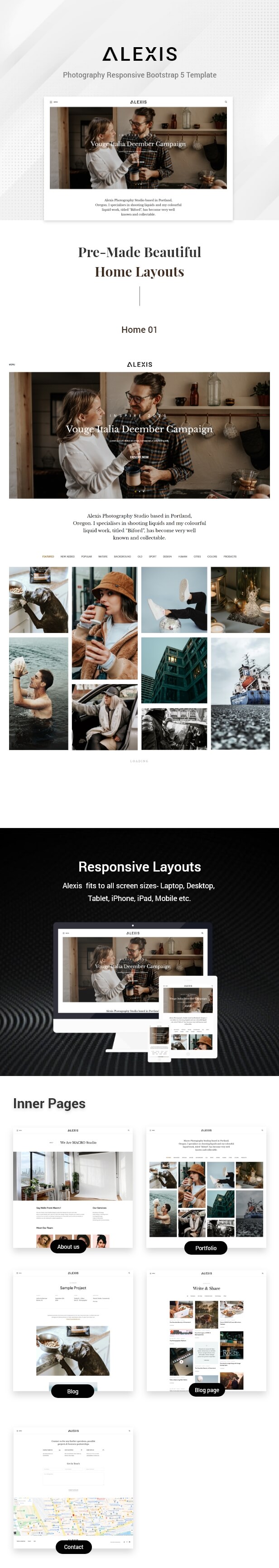 Alexis – Photography Responsive Bootstrap 5 Template - 1