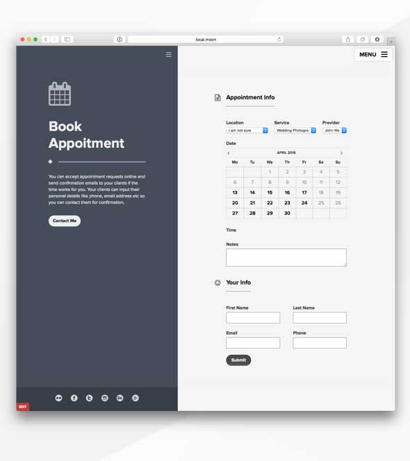 Booking appointment template for wordpress