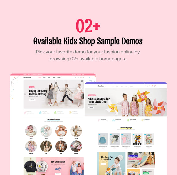  02+ Available Kids Shop Sample Demos