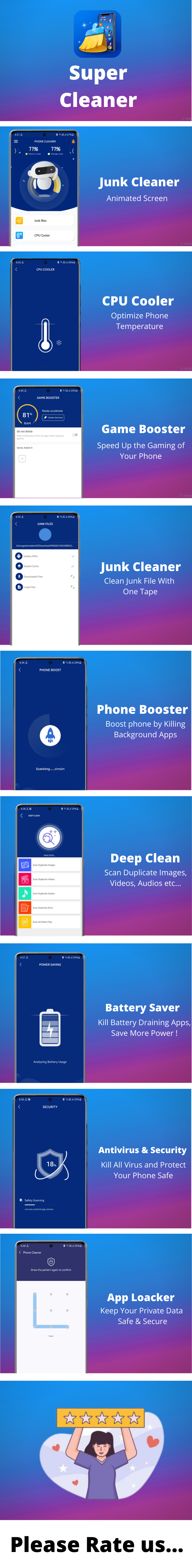 Phone cleaner and phone booster - Battery saver, App Lock, Antivirus, Phone cleaner master - 7