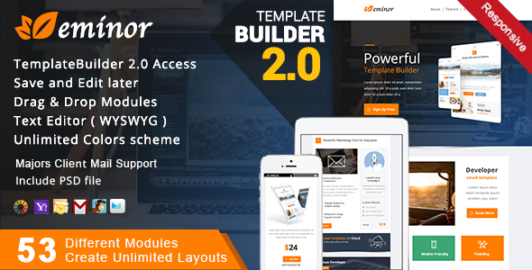 Eminor - Responsive Email + MailBuild Online - Newsletters Email Templates