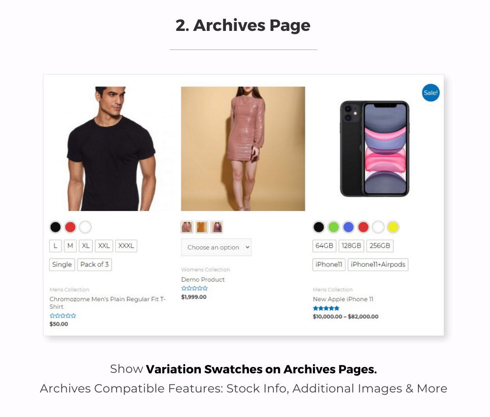Variation Swatches on Archives Pages WooCommerce