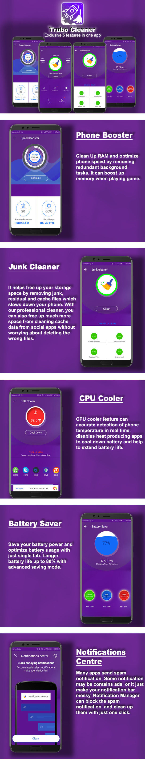 Android Turbo Cleaner - Booster, Cleaner, Battery Saver & Notification Manager - 4