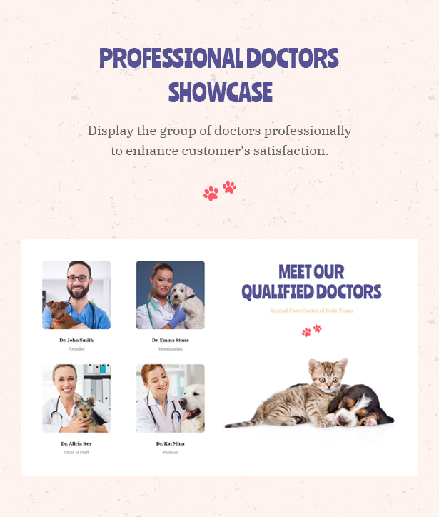 Petie - Pet Care Center & Veterinary WordPress Theme Professional Doctors Showcase