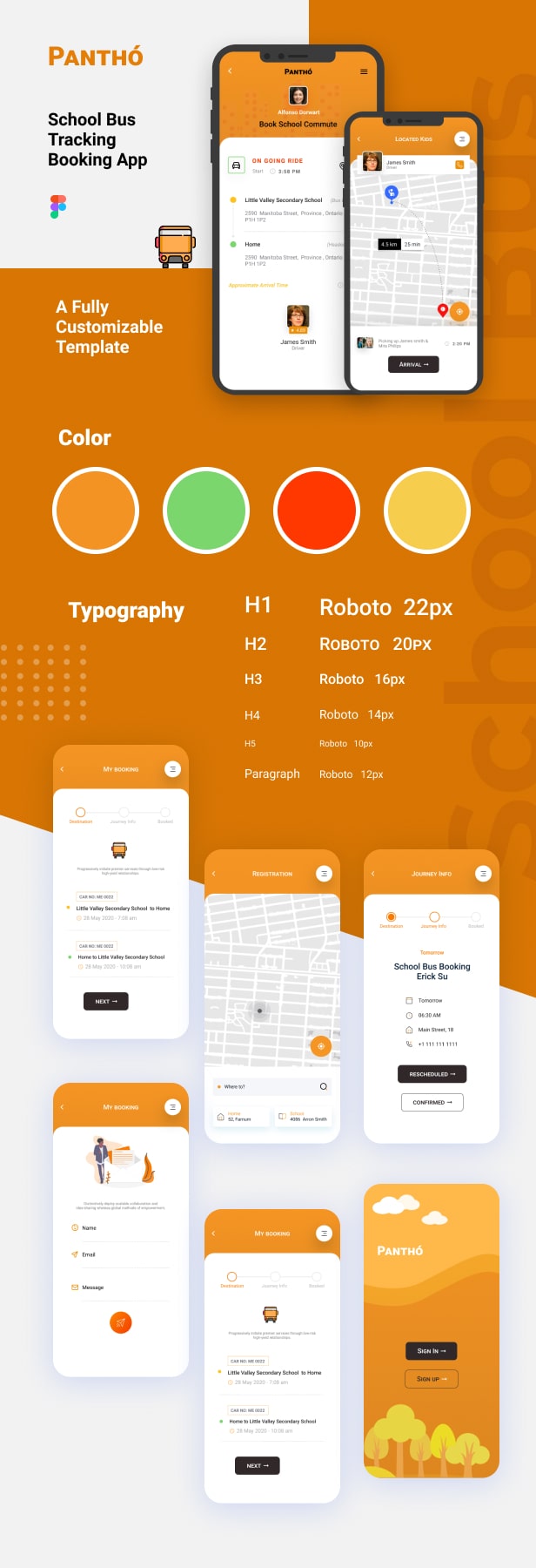 Panthó | School Bus Tracking Figma Template - 1