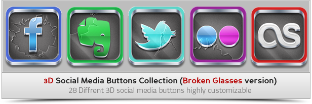 3d Social Media Buttons Collection