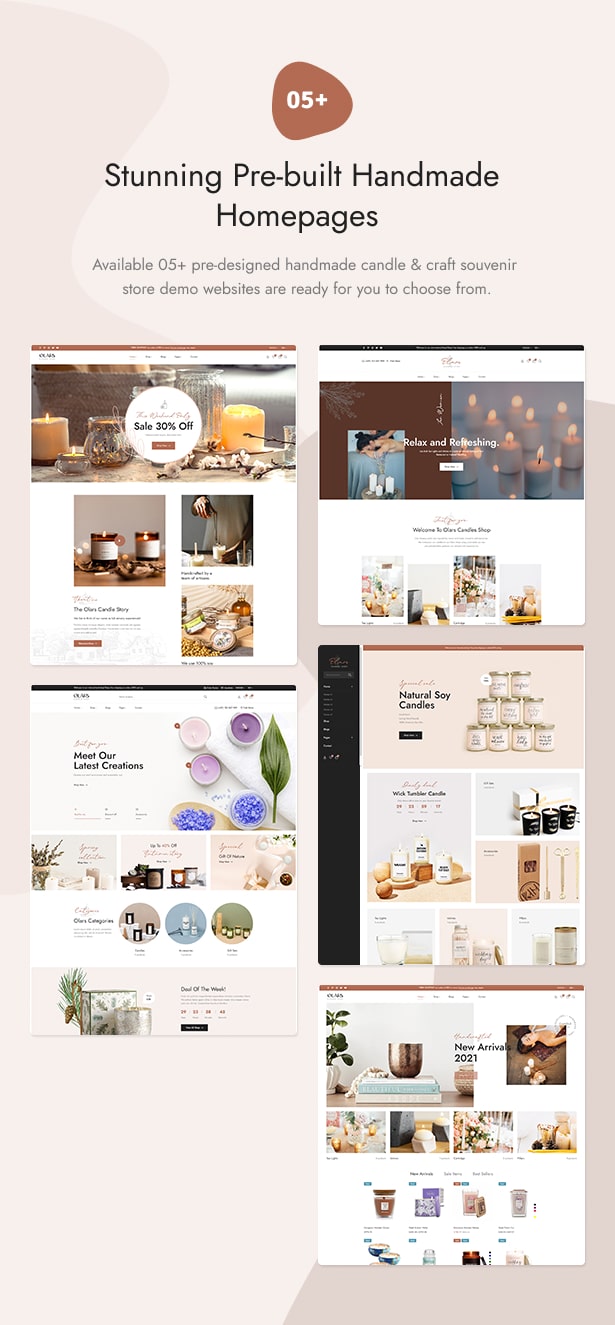 05+ Candle Handmade WooCommerce Theme Homepages