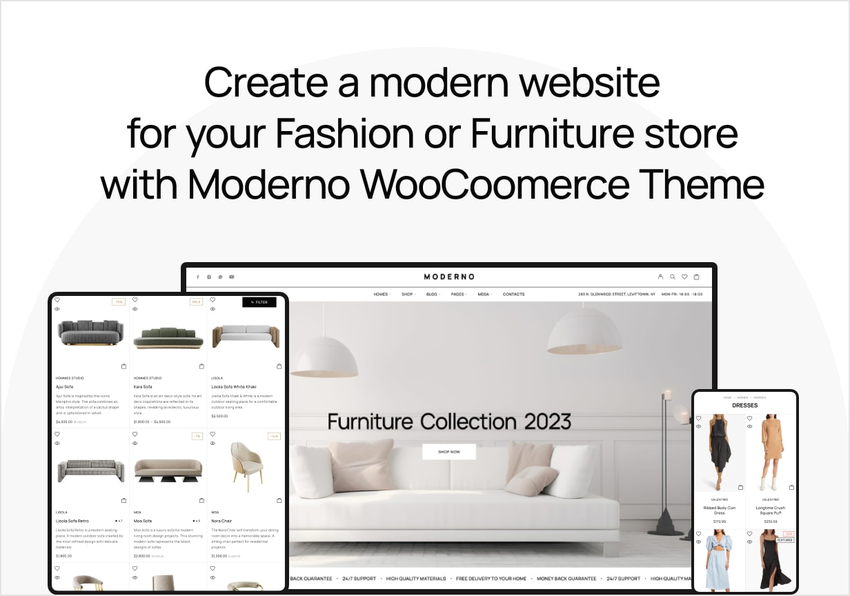 Moderno - Create a modern website for your Fashion or Furniture store with Moderno WooCoomerce Theme