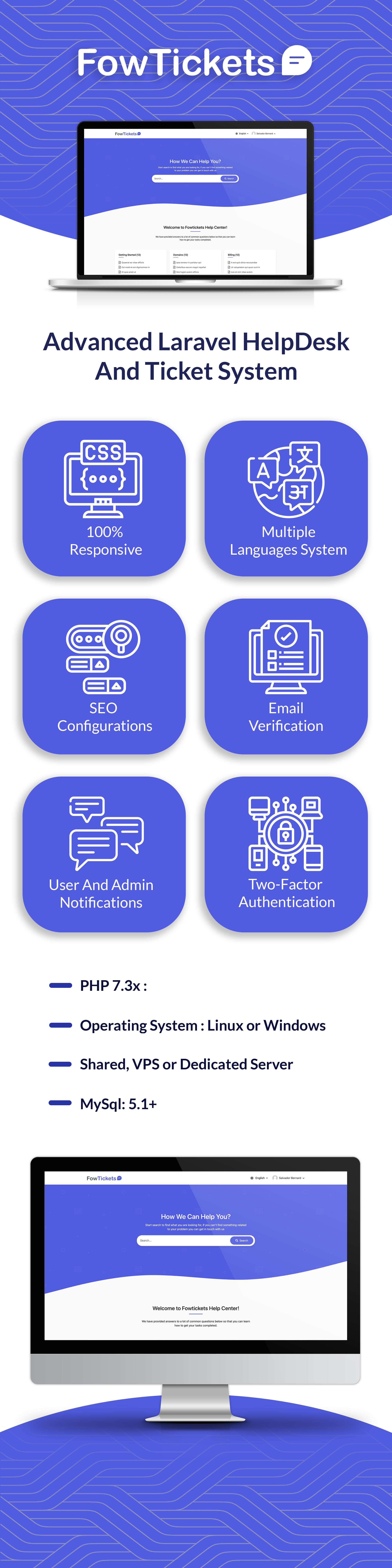 Fowtickets - Advanced Laravel HelpDesk And Ticket System - 1