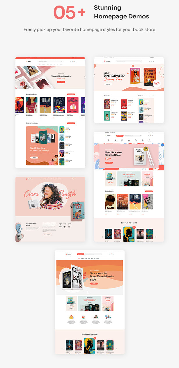 05+ stunning homepage demos Freely pick up your favorite homepage styles for your book store