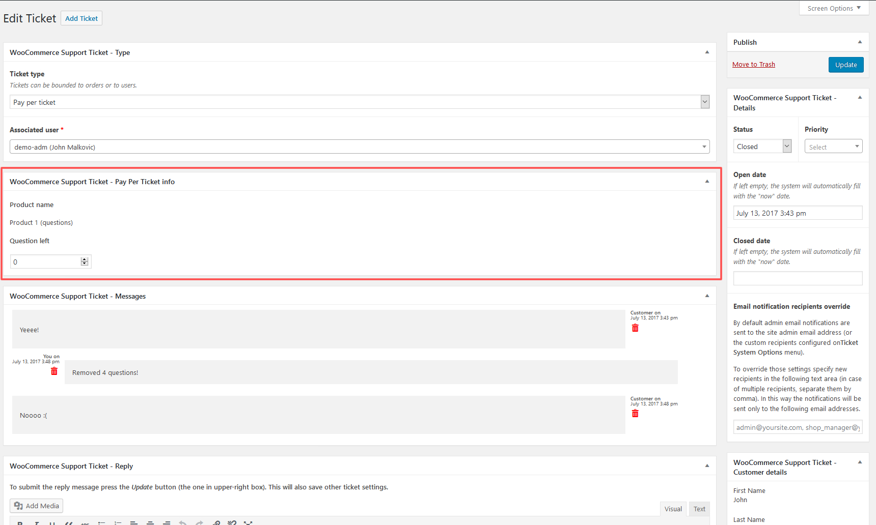 WooCommerce Support Ticket System-售后支持与工单系统WordPress插件[更至v15.3]