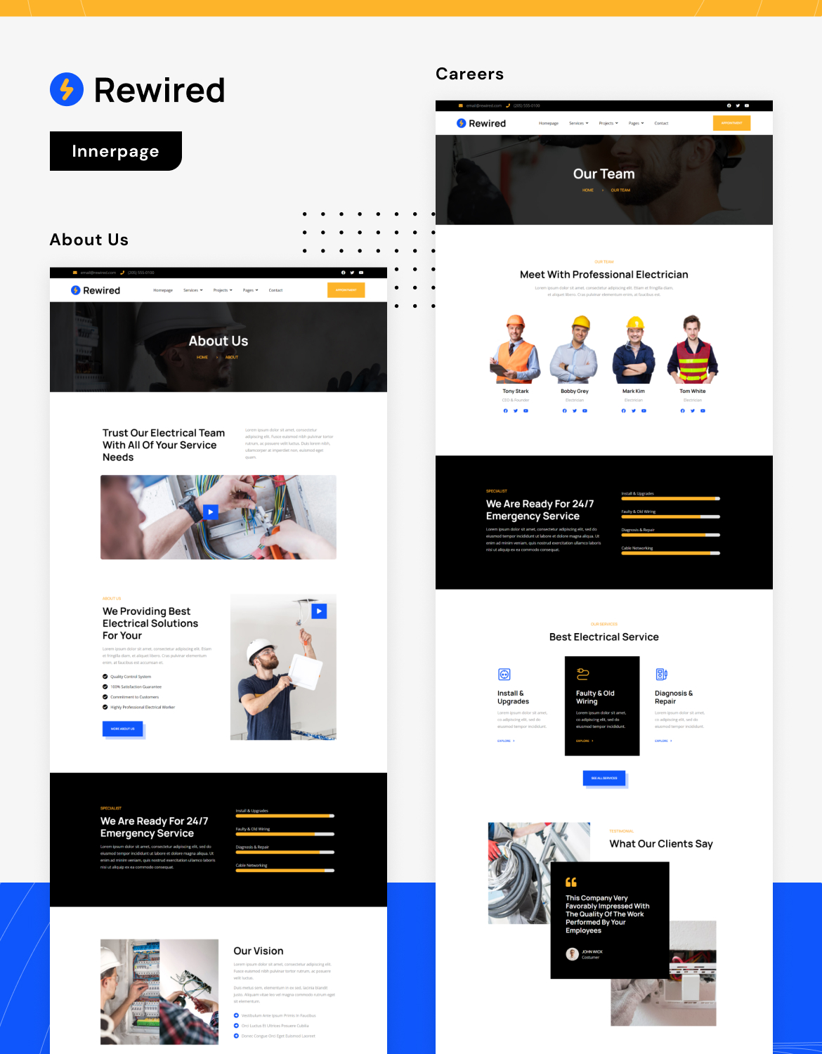 Rewired | Electrical Installation & Maintenance Services Elementor Template Kit - 2