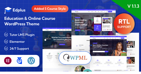  Edplus - Education & Online Course WordPress Theme + RTL 