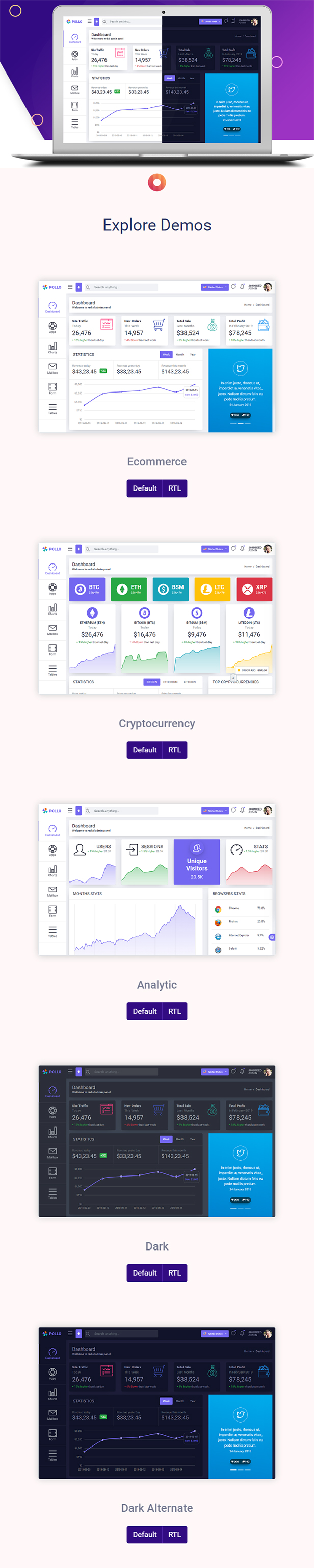 Pollo - Clean & Minimal Bootstrap Admin Dashboard Template - 1