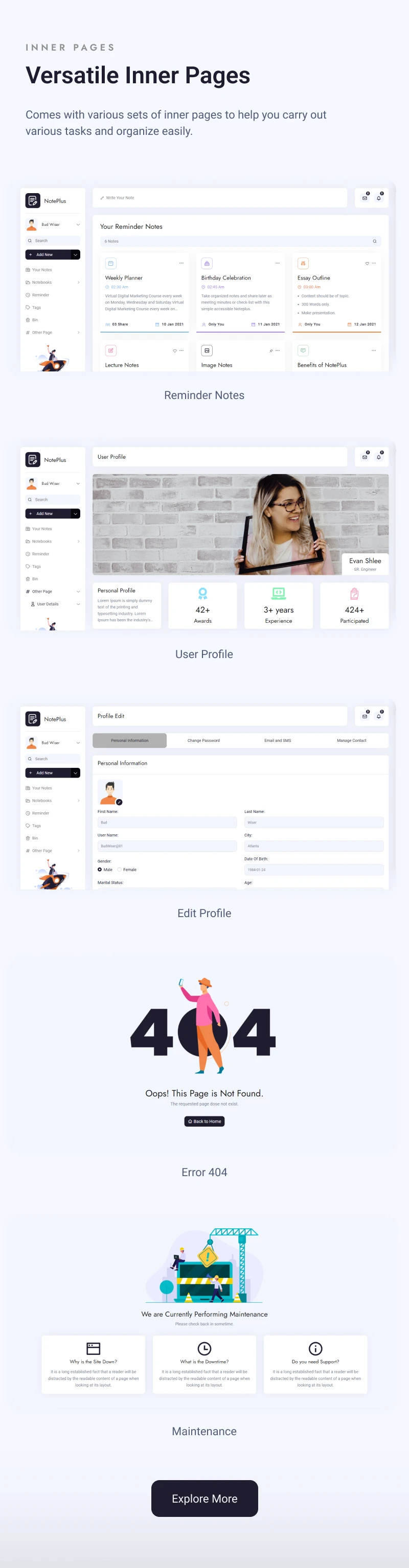 Noteplus - Note Taking Admin Template (VueJS, Laravel, HTML) - 9