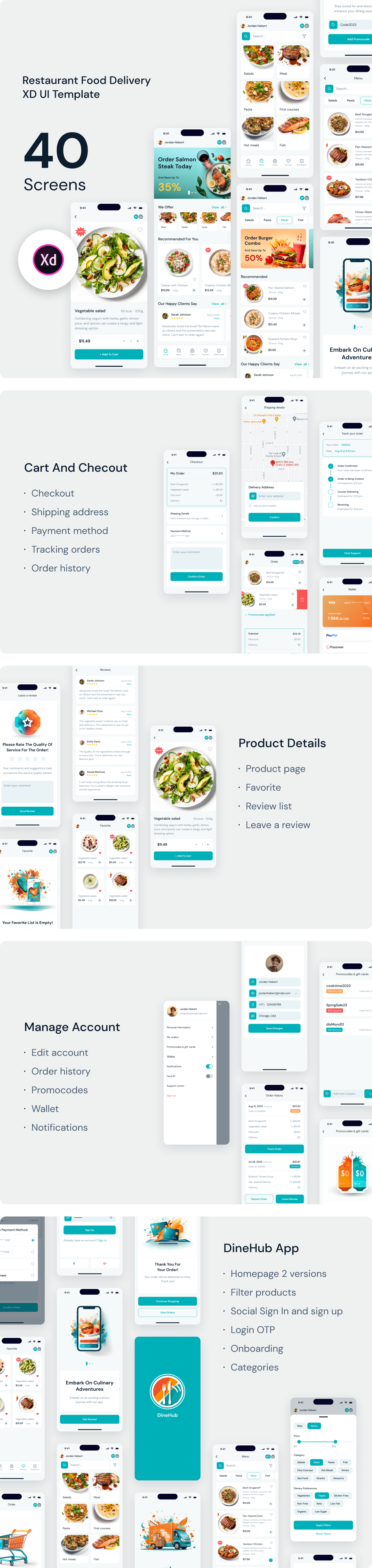 DineHub - Restaurant Food Delivery XD UI Template - 1