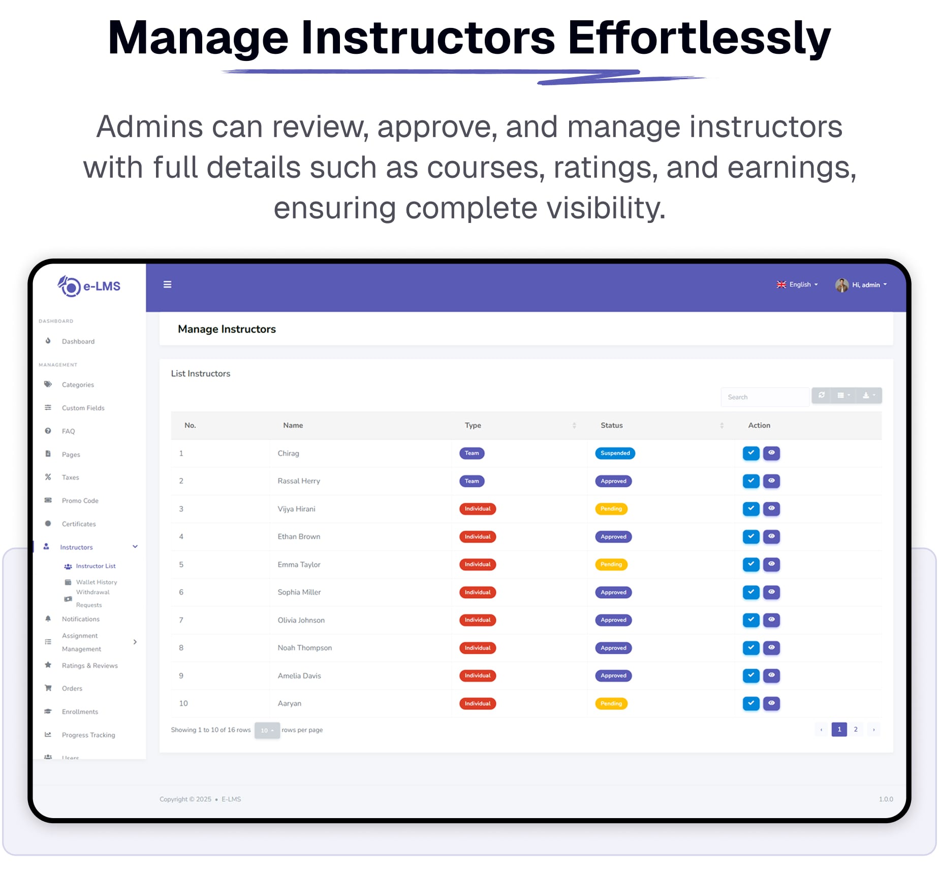 manage Instructors