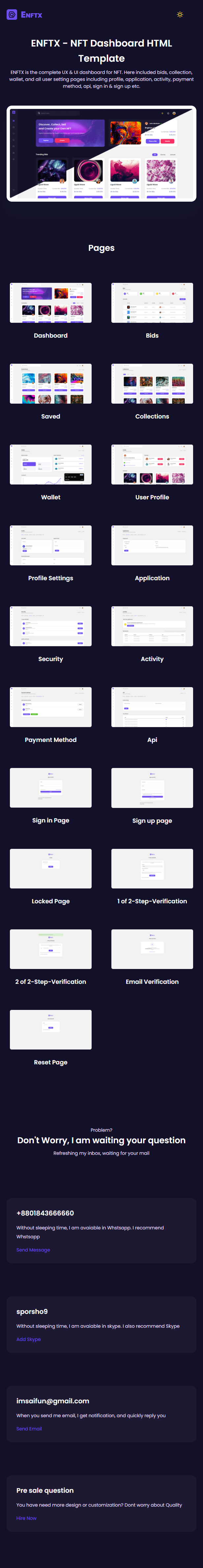 ENFTX - NFT Dashboard HTML Template + Light & Dark - 5