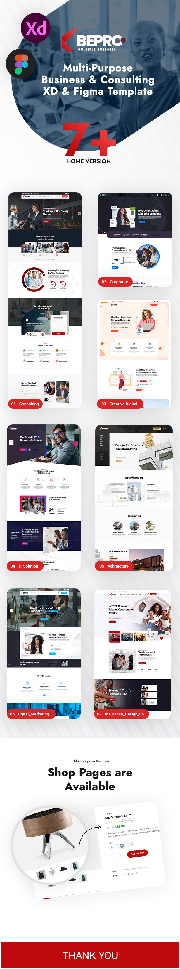 Bepro - Multi-Purpose Business & Consulting | XD & Figma Template - 1
