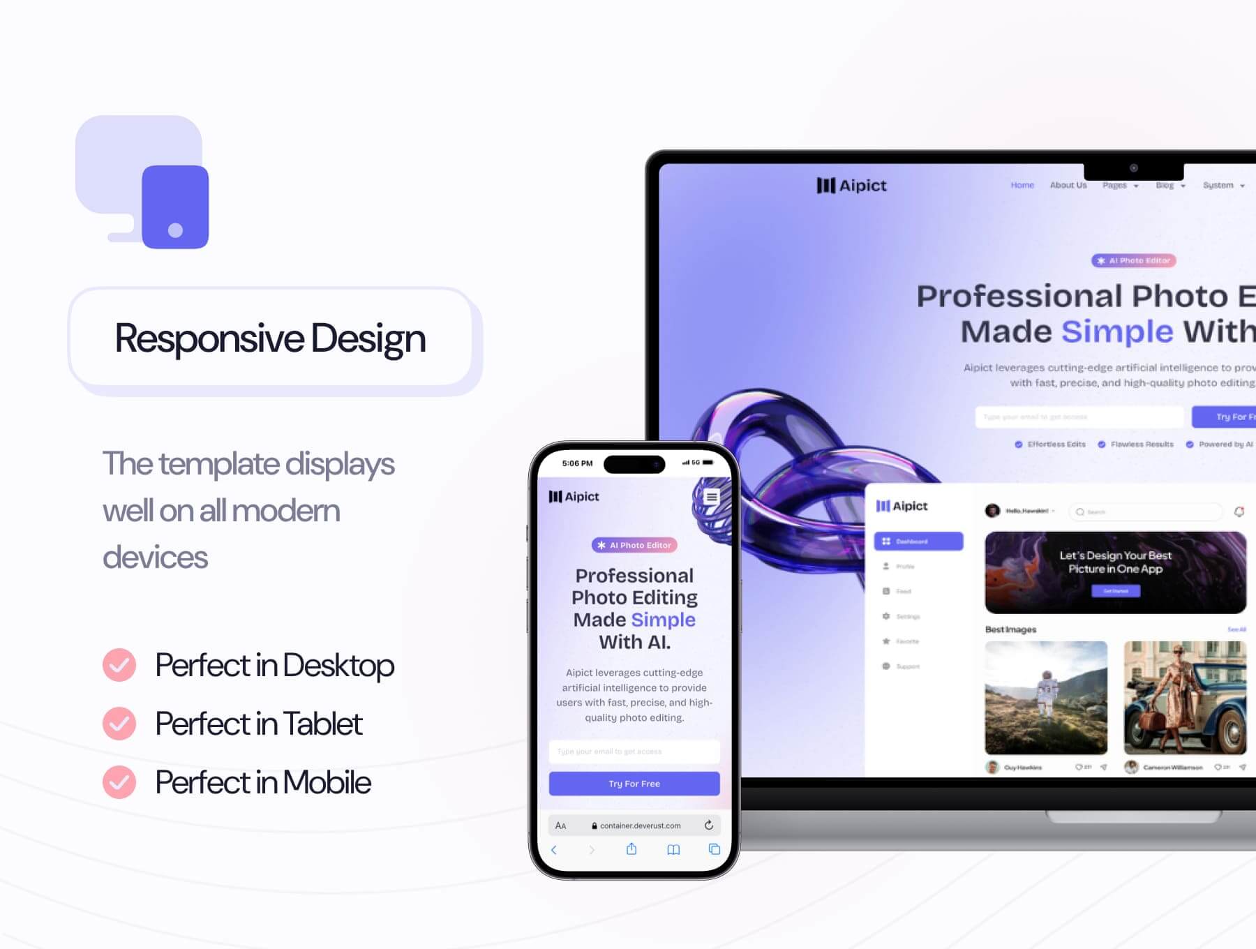 Aipict - Saas AI Photo Editor Website Elementor Pro Template Kit - 6
