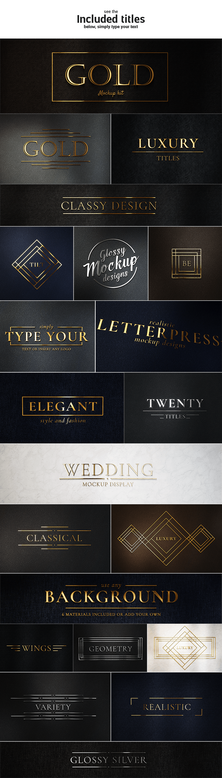 Gold Mockup Kit - Glossy Logo & Titles - 6