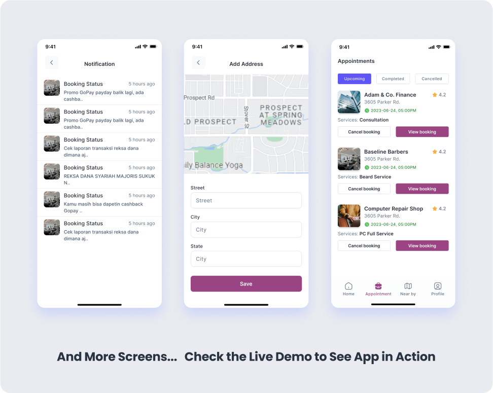 Customer App User App for Multi Business Appointment Booking SaaS ...