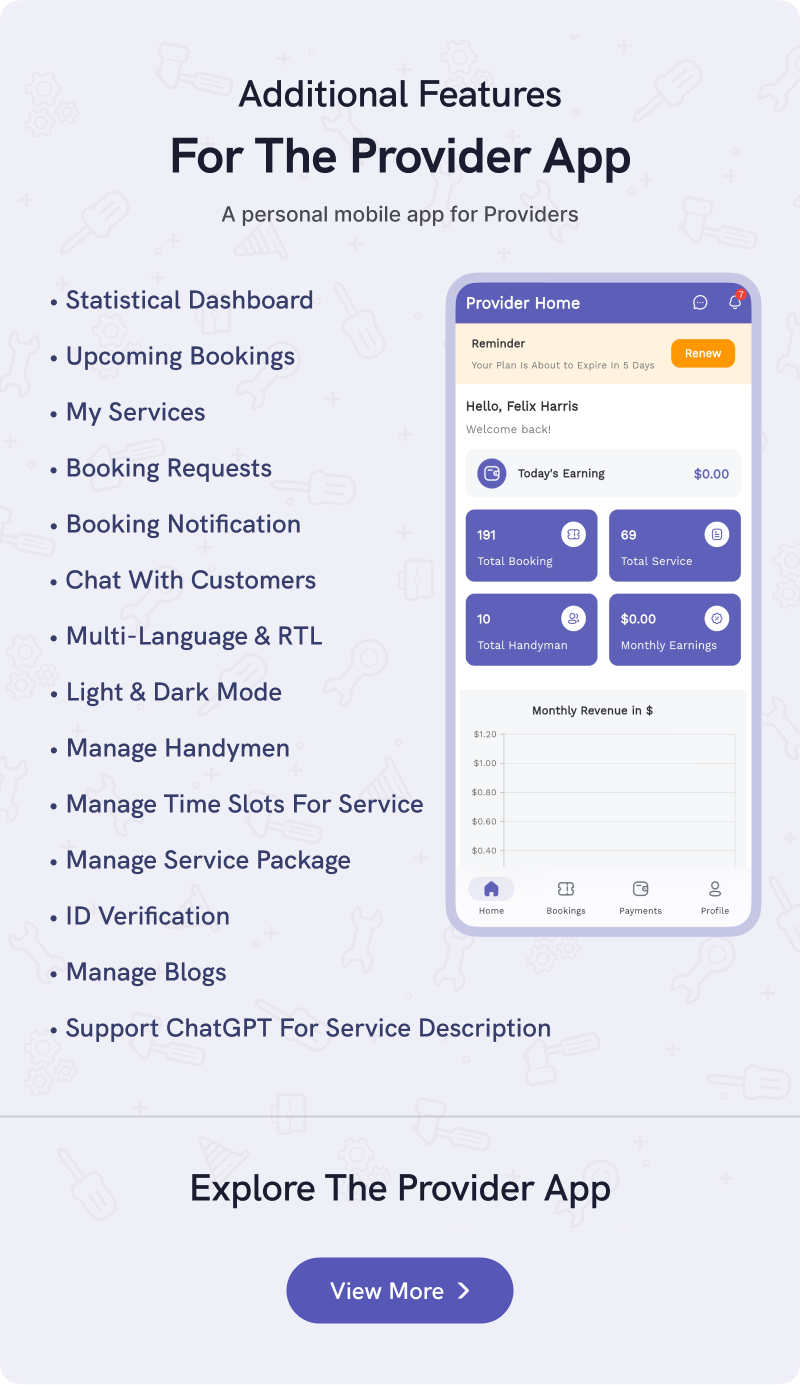 Handyman Service - On-Demand Home Service Flutter App with Complete Solution + ChatGPT - 28