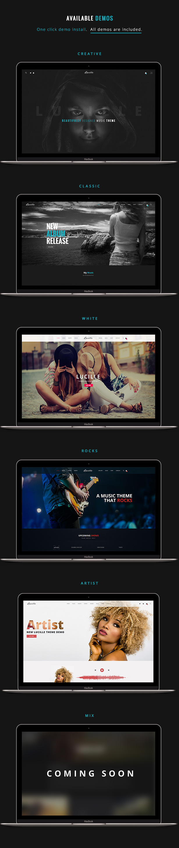 Lucille Music WordPress Theme Demos