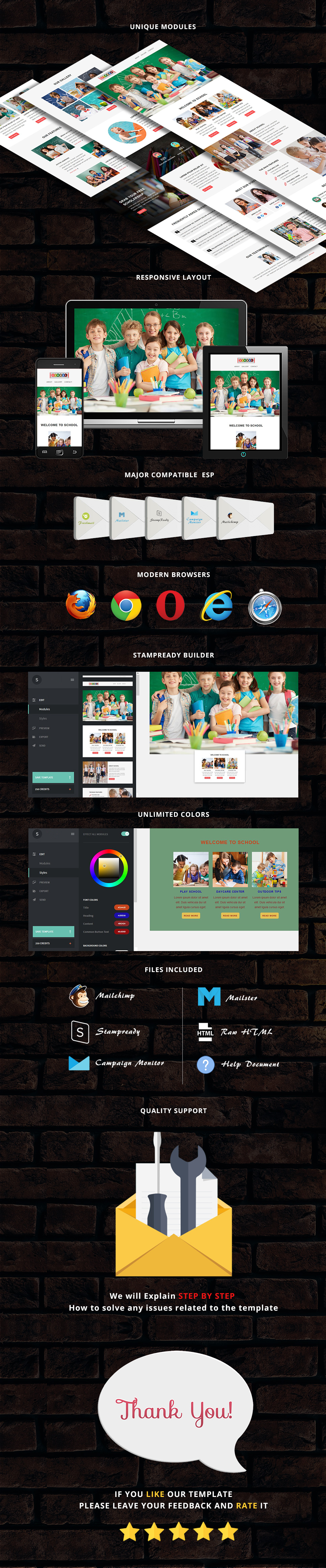 School - Responsive Email Template + Stampready Builder